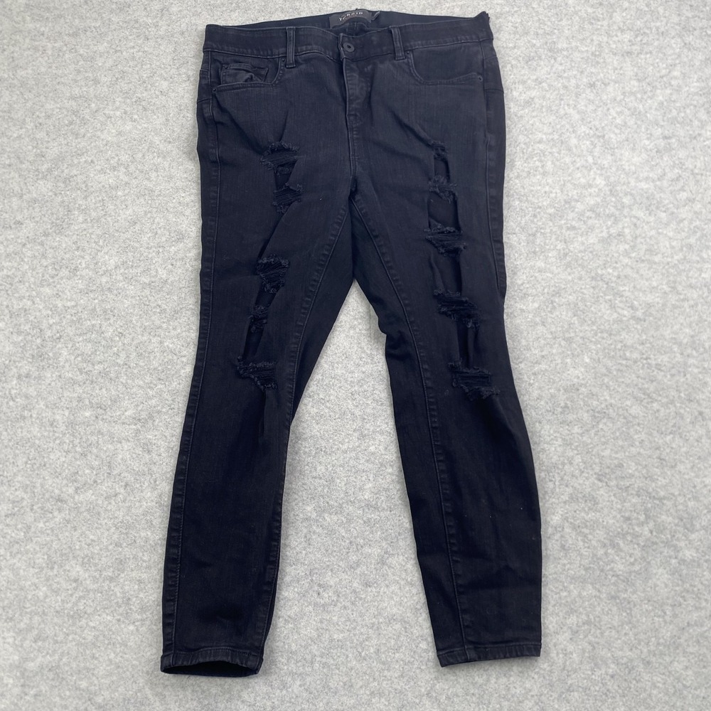 Torrid Bombshell Skinny Jeans Womens 16S (35x25) Black Distressed Stretch